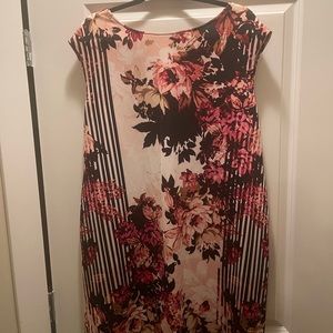 Floral dress. Knee length. Very comfortable.